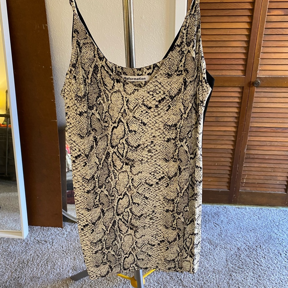 Reformation Marlowe Mini Dress Snakeprint